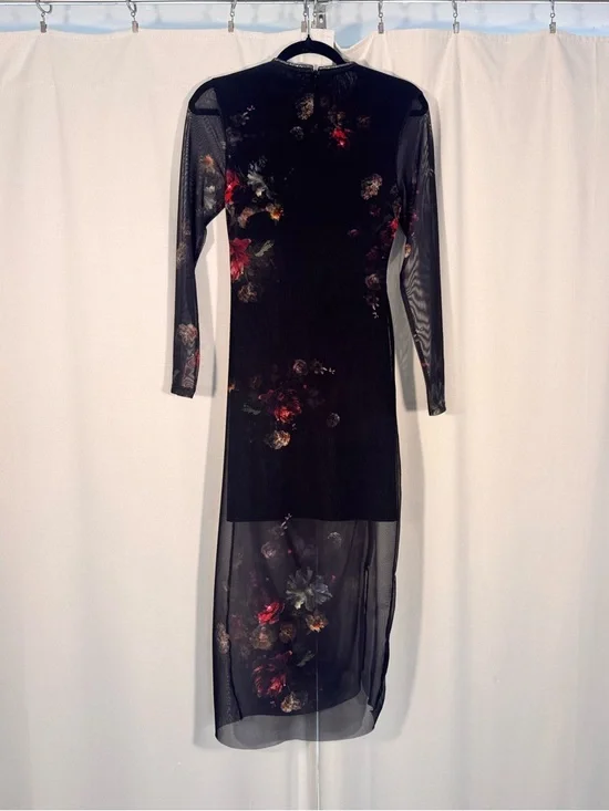 All Saints Nora Ruched Sparkle Midi Dress - Picture 4 of 9